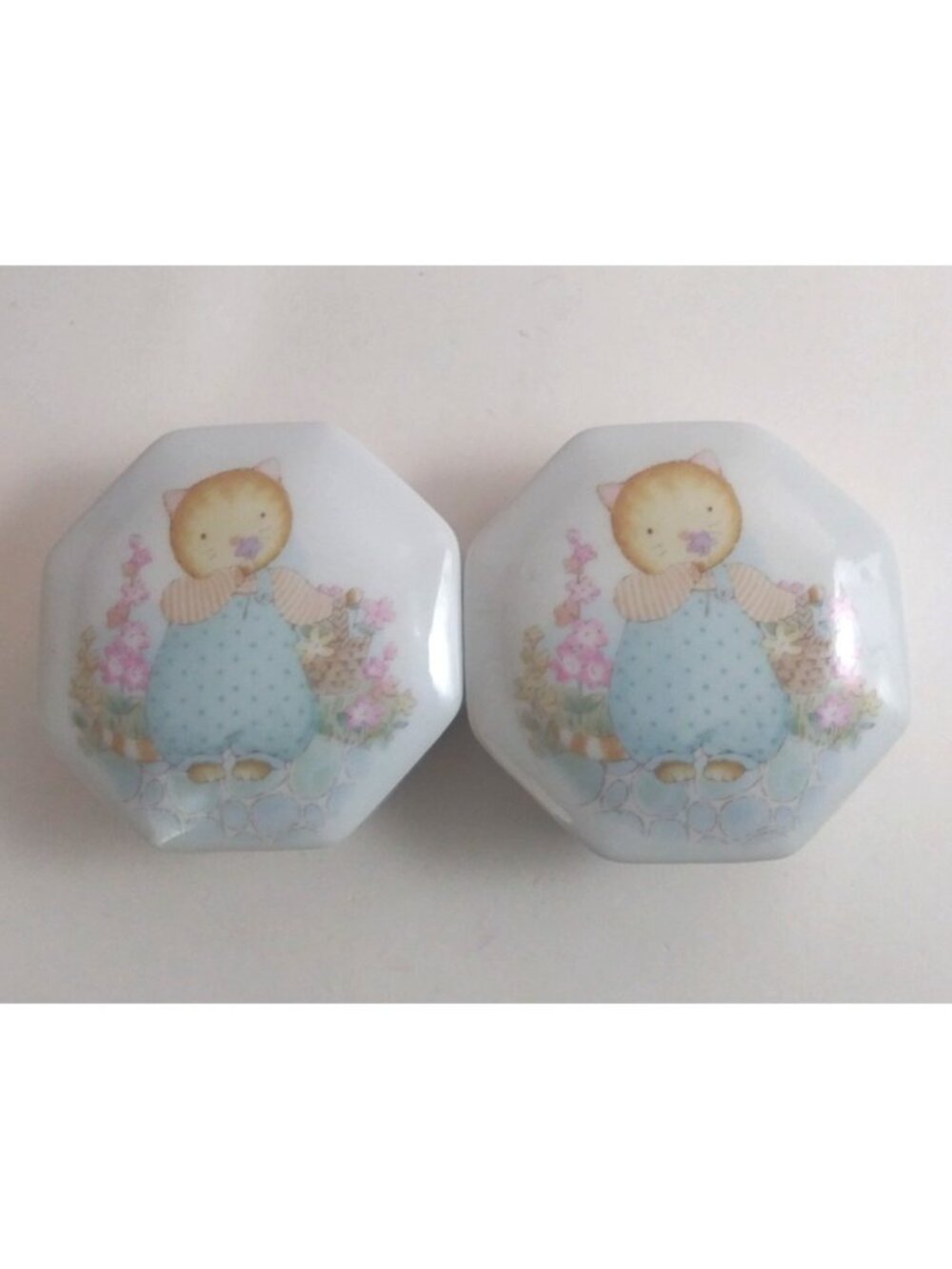 Set Of 2 Special Gifts By Crowning Touch Cute Cat Ceramic Trinket Boxes Japan